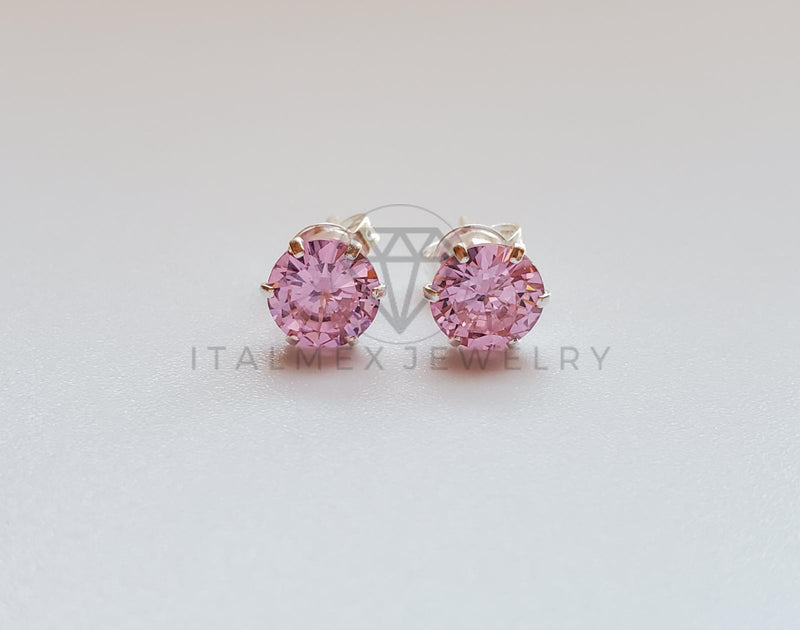 Broquel de Lujo - 101735 - CZ Redonda 6mm CZ Rosa Plata .925