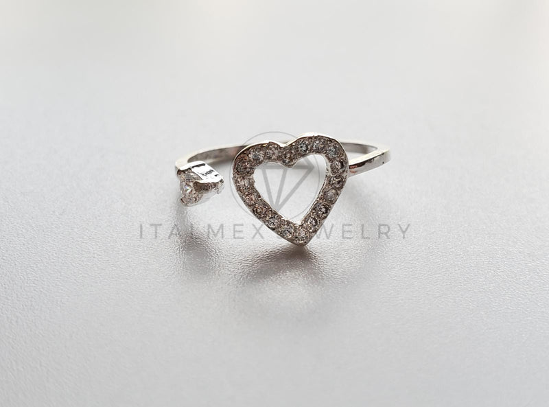 Anillo de Dama - 101509 - Anillo Ajustable Corazón CZ Clara Plata .925