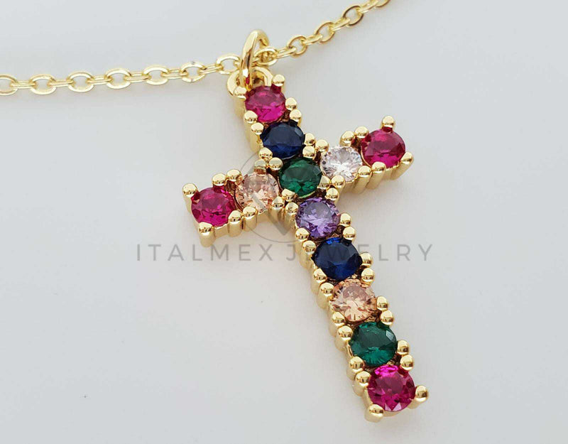 Collar Elegante - 101616 - Collar Cruz CZ Color Oro Laminado 18K