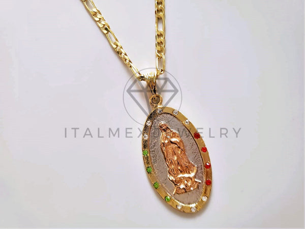 Dije Elegante - 104146 - Medalla de Virgen Circonia Clara Oro Laminado 18K
