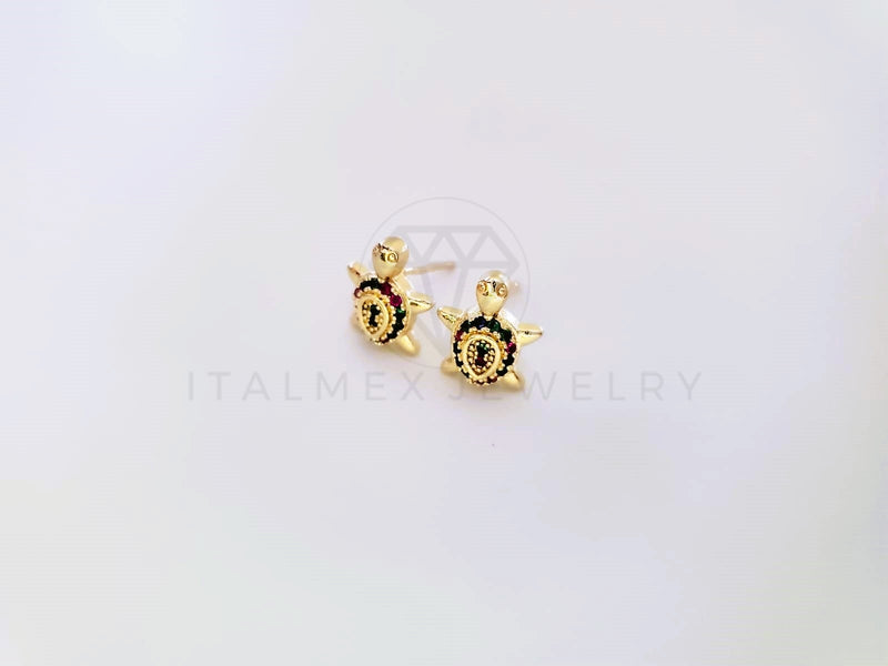 Broquel de Lujo - 104047 - Diseño Tortuga CZ Color Oro Laminado 18K