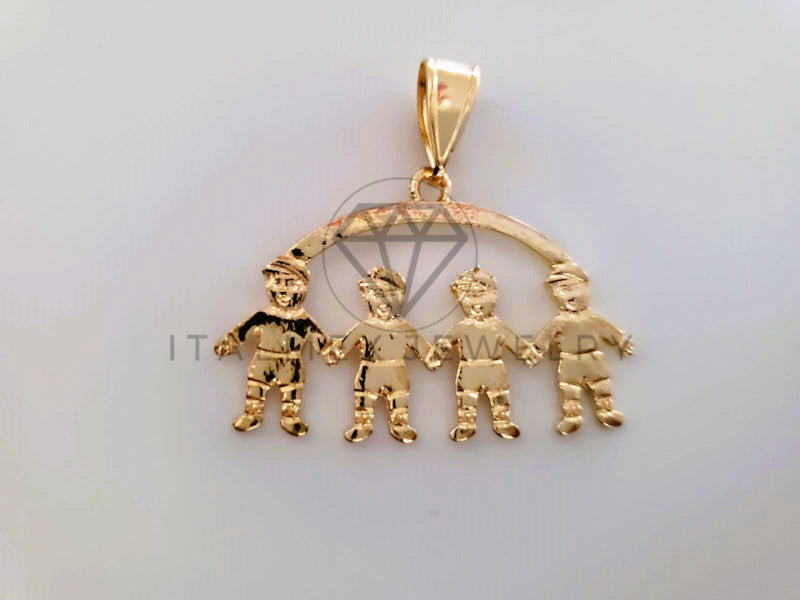 Dije Elegante - 104336 - Dije 4 Niños Tamaño Chico Oro Laminado 18K
