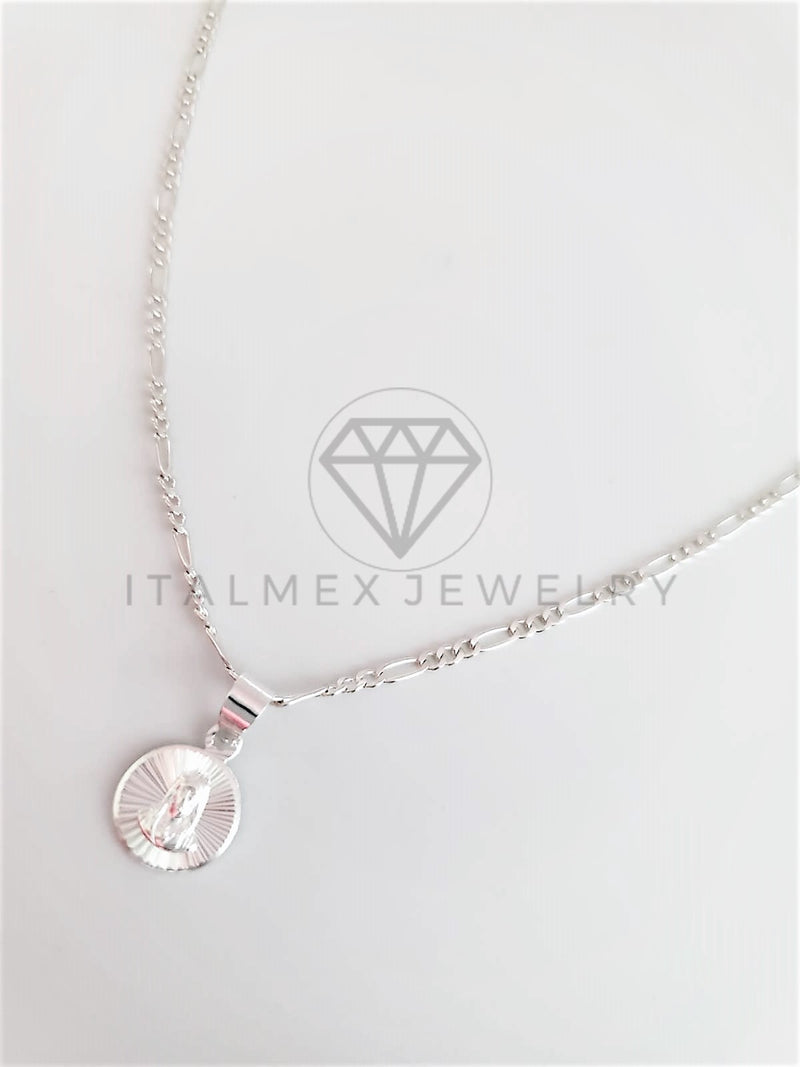 Dije Religioso - 102982 - Medalla Diamantada Redonda Sagrado Corazón Plata Fina .925