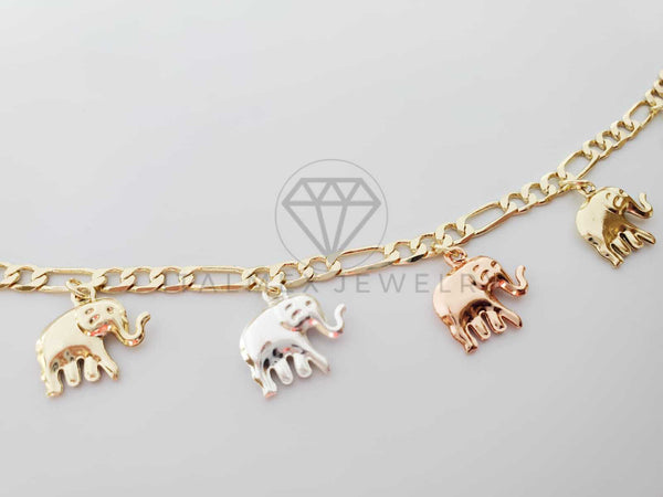 Pulsera Elegante - 100159 - Diseño de Elefantes 3 Colores Oro Laminado 18K