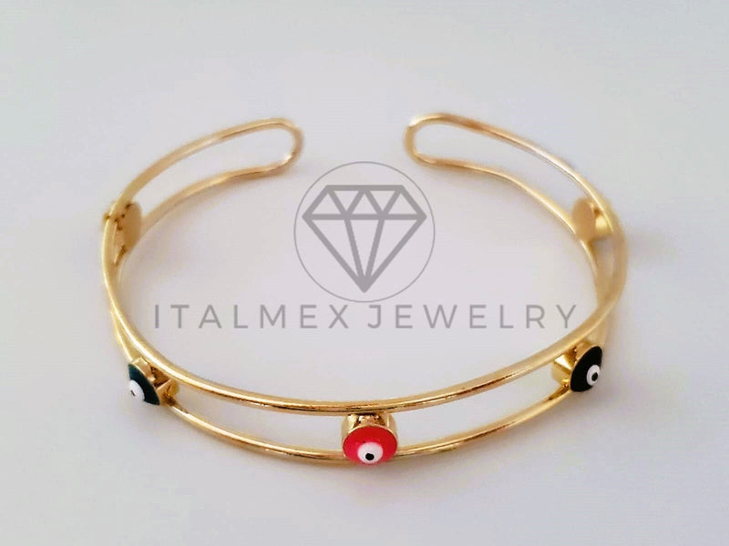 Pulsera Elegante - 104218 - Aro Dorado Ojo Turco Colores Oro Laminado 18K