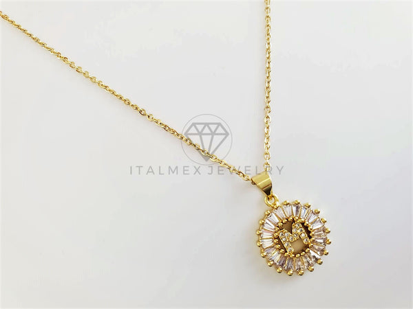 Collar Elegante - 102622 - Collar Inicial "M" Con CZ Clara Oro Laminado 18K