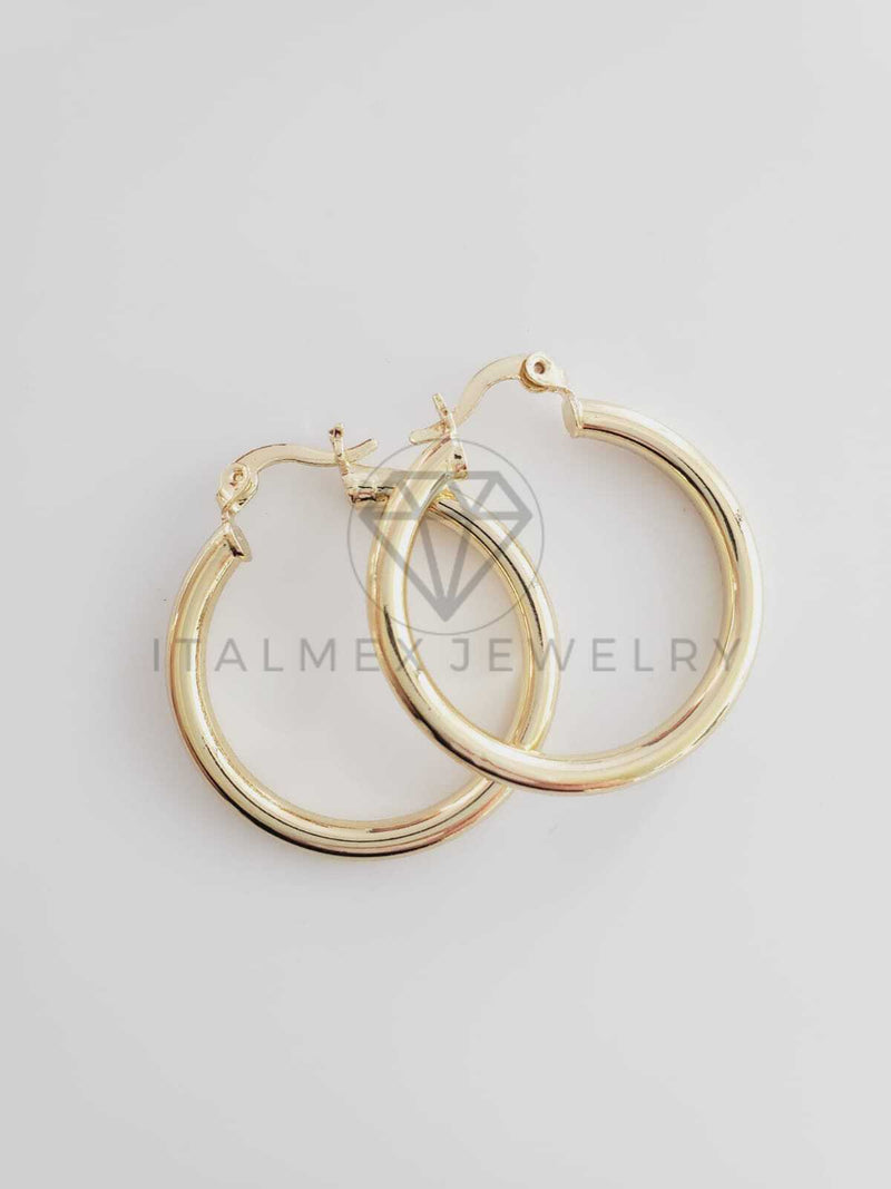 Arracada de Lujo - 102658 - Arracada de Tubo Lisa Dorada 30mm Oro Laminado 18K