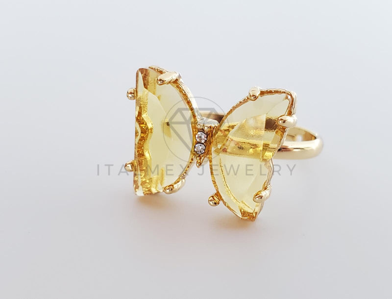 Anillo de Lujo - 101563 - Diseño Mariposa con CZ Amarilla Oro Laminado 18K