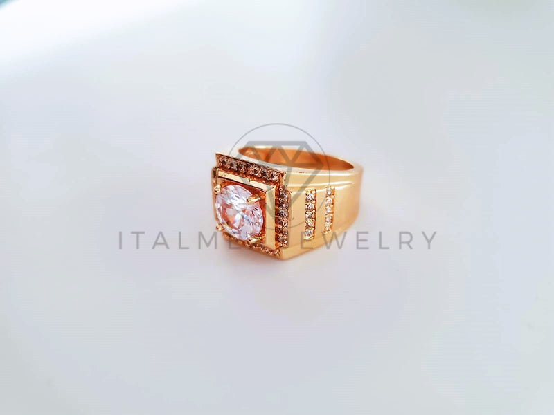 Anillo Caballero de Lujo - 103928 - Diseño Clásico CZ Clara Oro Laminado 18K