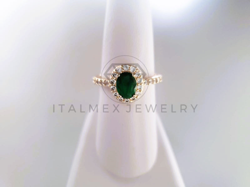 Anillo de Lujo - 103882 - Anillo Oval Biselado CZ Verde Oro Laminado 18K