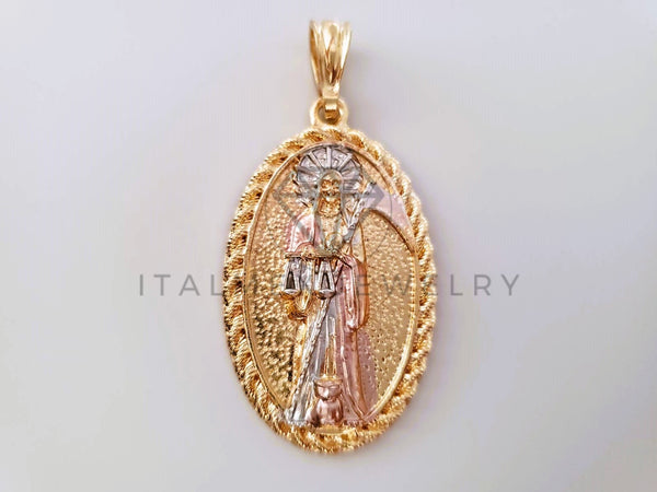 Dije Elegante - 104607 - Medalla Santa Muerte Oro Laminado 18K