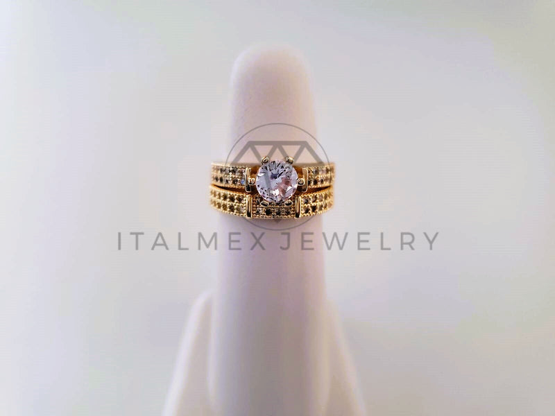 Anillo de Lujo - 104558 - Diseño Alianza Chispas CZ Clara Oro Laminado 18K