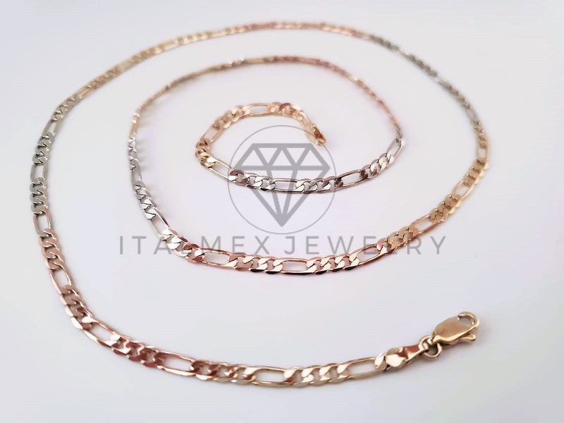 Cadena Clasica - 104686 - Estilo Figaro 3.5mm/24" 3 Oros Oro Laminado 18K