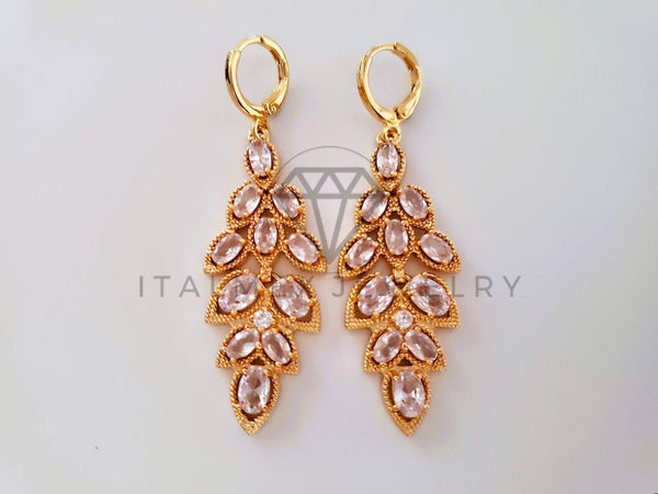 Arete de Lujo - 104633 - Arete Candil CZ Clara Oro Laminado 18K