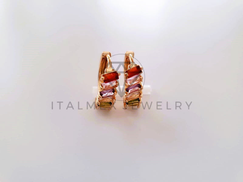 Arete de Lujo - 104626 - Huggie Baguette CZ Color Oro Laminado 18K