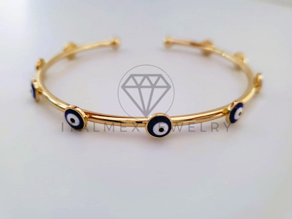 Pulsera Elegante - 104583 - Aro Ajustable Ojo Turco Azul Oro Laminado 18K