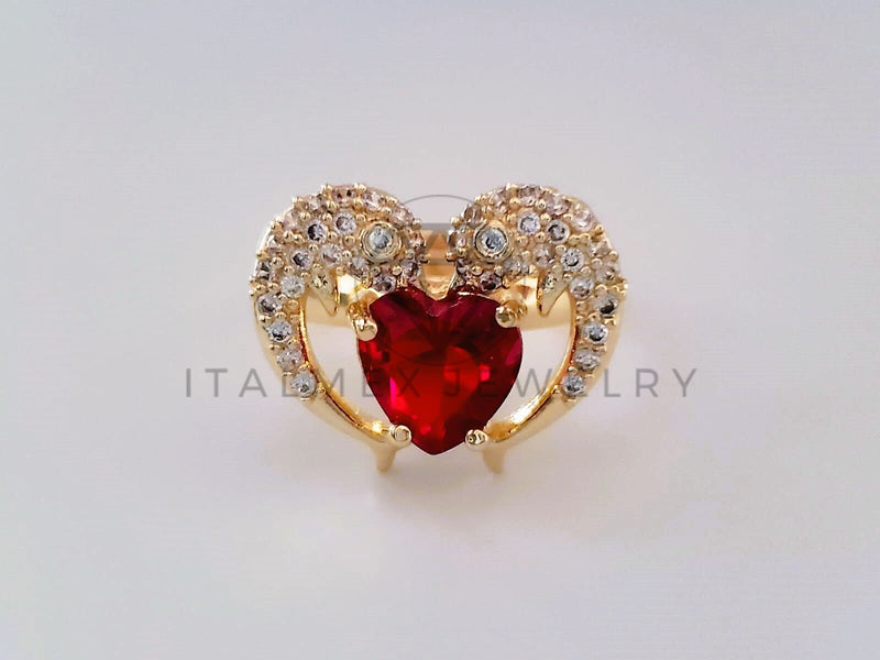 Anillo Dama de Lujo - 104562 - Diseño Corazon con CZ Clara Oro Laminado 18K