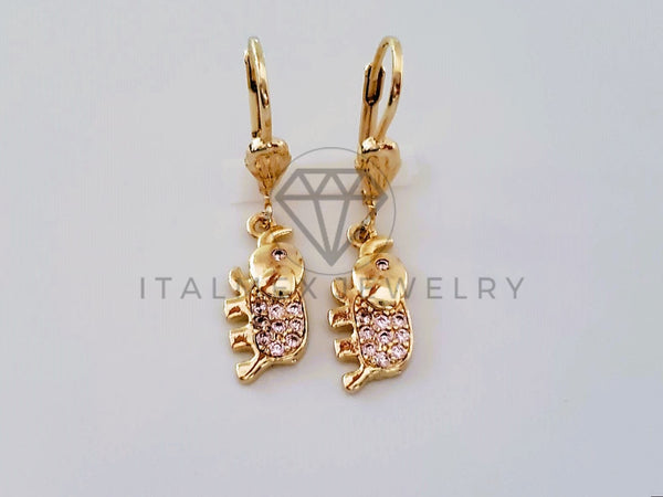 Arete de Lujo - 104647 - Arete Elefantes CZ Rosa Oro Laminado 18K