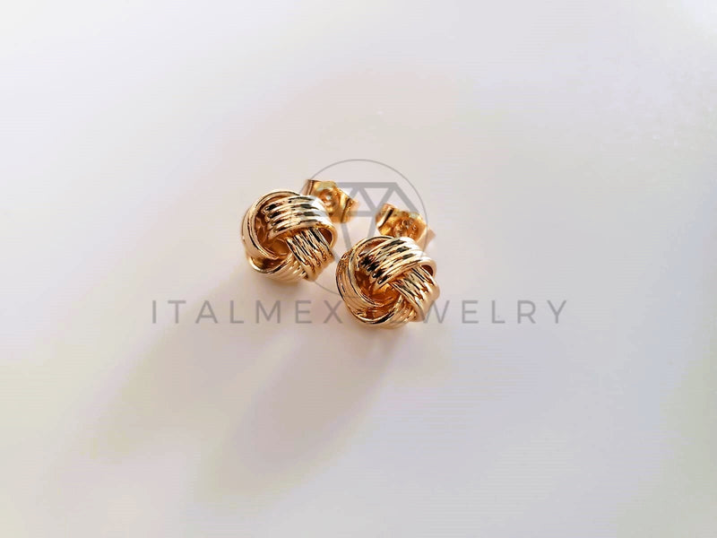 Broquel de Lujo - 103673 - Diseño de Moño Rayado Oro Laminado 18K