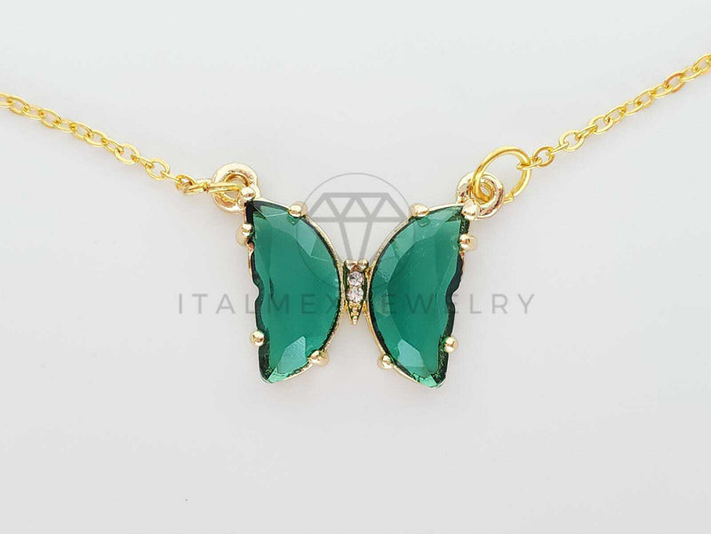 Collar Elegante - 101575 - Collar Mariposa CZ Verde Oro Laminado 18K