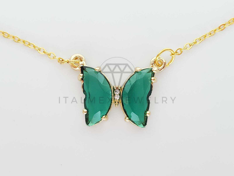Collar Elegante - 101575 - Collar Mariposa CZ Verde Oro Laminado 18K