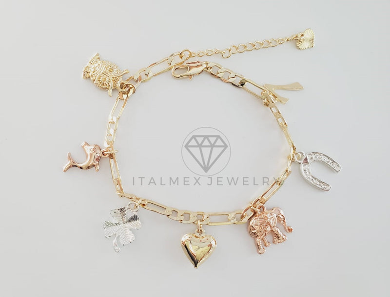 Pulsera Elegante - 102733 - Diseño de las 7 Potencias de 3 Colores Oro Laminado 18K