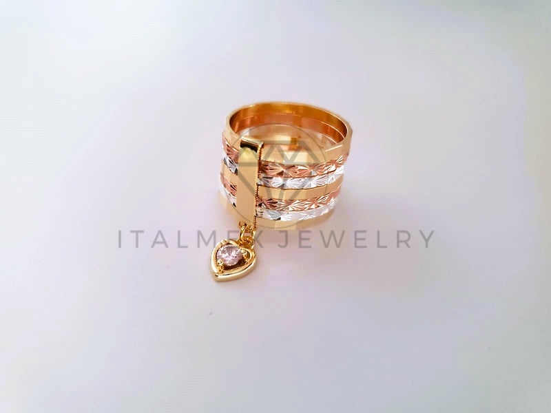 Anillo de Lujo - 103902 - Anillo Semanario Diamantado Corazón CZ Oro Laminado 18K