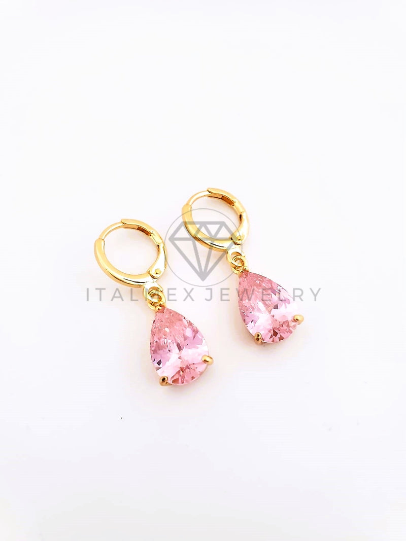 Arete de Lujo - 103514 - Diseño de Gota 6x4 CZ Rosa Oro Laminado 18K