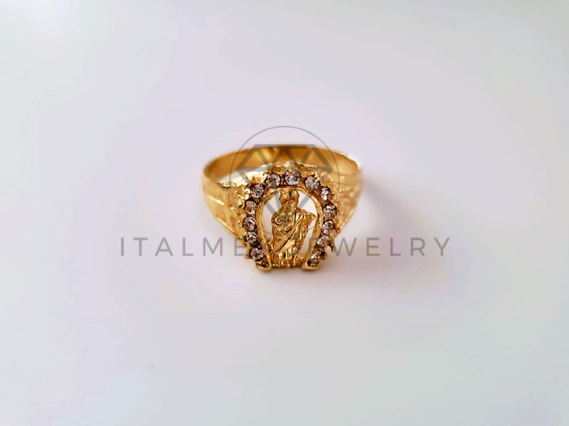 Anillo Caballero de Lujo - 104252 - Herradura San Judas Circonia Clara Oro Laminado 18K