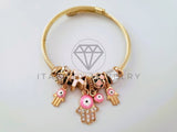 Pulsera Elegante - 104360 - Pulsera Estilo PDR Mano Hamsa Rosa Oro Laminado 18K
