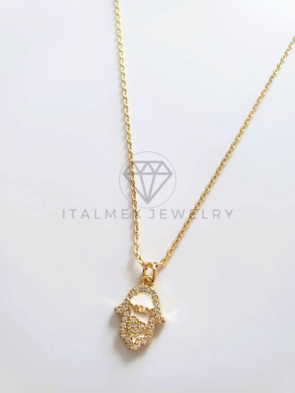 Collar Elegante - 103757 - Collar Mano Hamsa CZ Clara Oro Laminado 18K