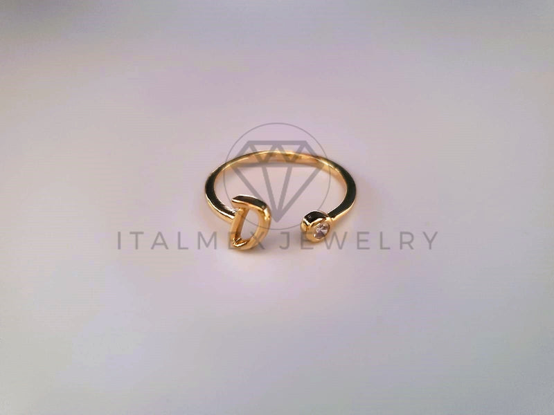 Anillo Dama de Lujo -103763 - Diseño Inicial "D" CZ Clara Oro Laminado 18K