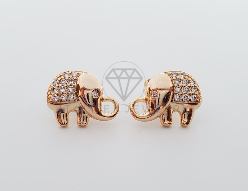 Broquel de Lujo - 101264 - Diseño de Elefante CZ Clara Oro Laminado 18K