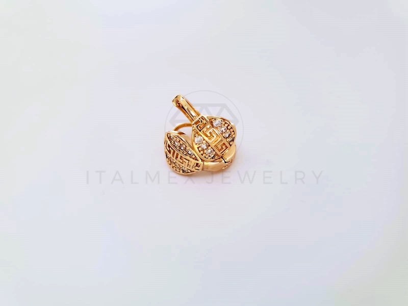 Huggie de Lujo - 104009 - Diseño de Grecas CZ Clara Oro Laminado 18K