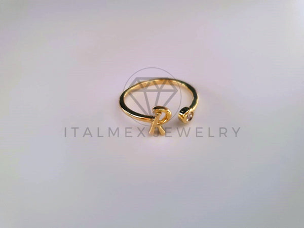 Anillo Dama de Lujo -103768 - Diseño Inicial "R" CZ Clara Oro Laminado 18K
