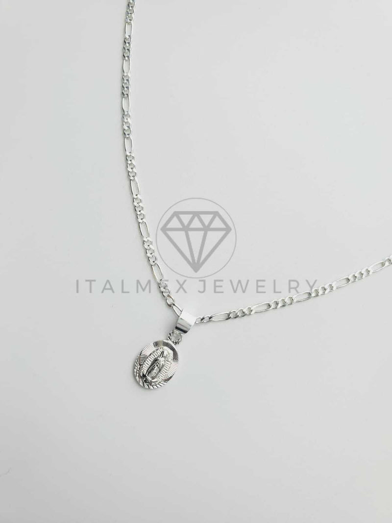Dije Religioso - 102534 - Medalla Diamantada Mini Virgen de Guadalupe Plata Fina .925