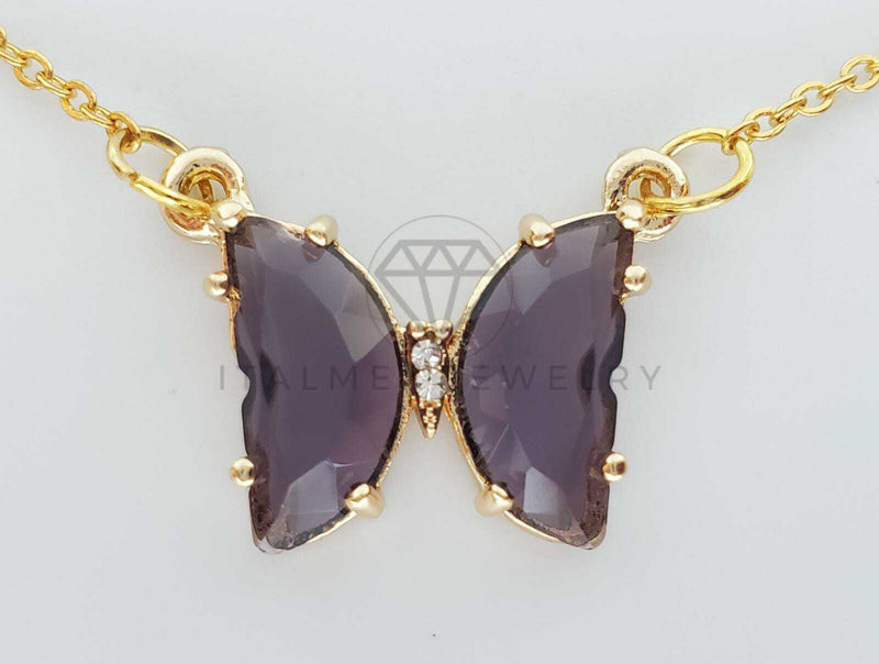 Collar Elegante - 101577 - Collar Mariposa CZ Morada Oro Laminado 18K