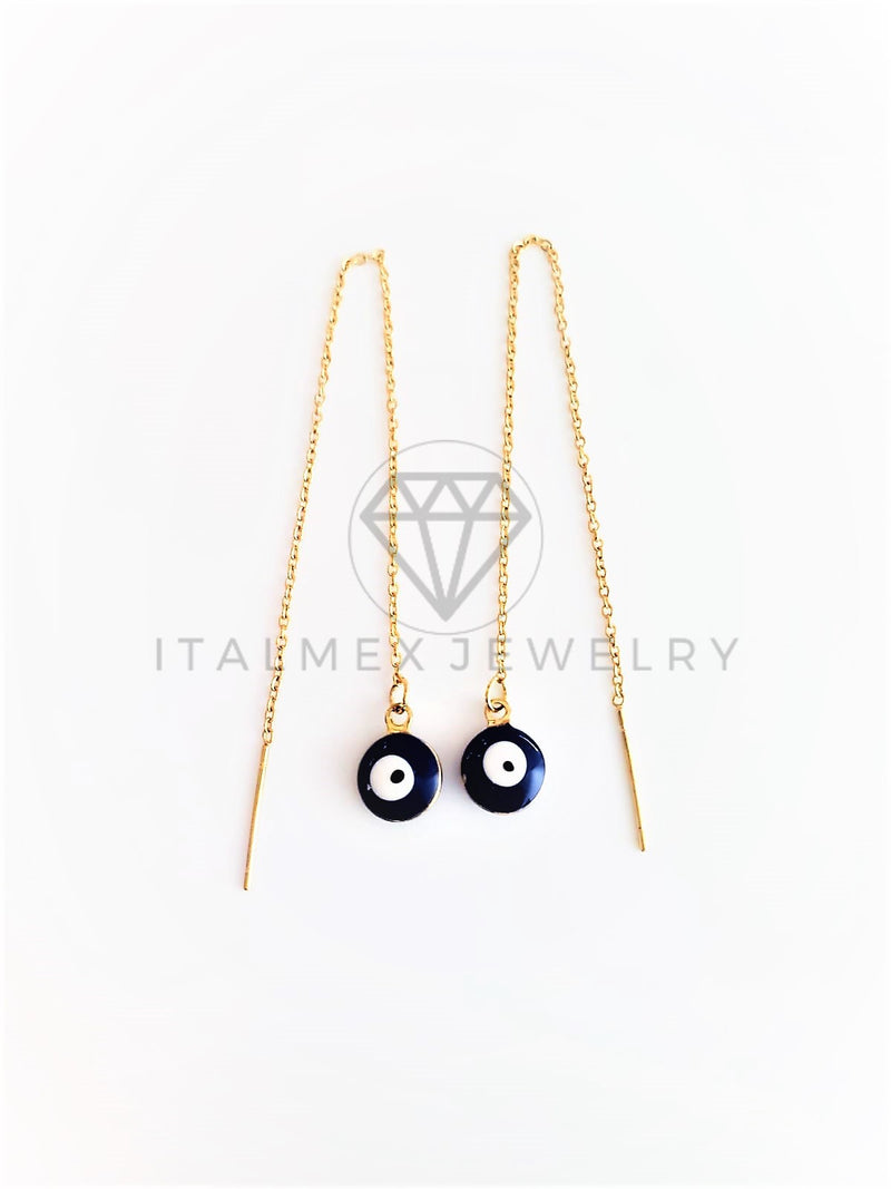 Arete de Lujo - 103158 - Arete Violador con Dije Ojo Turco Oro Laminado 18K
