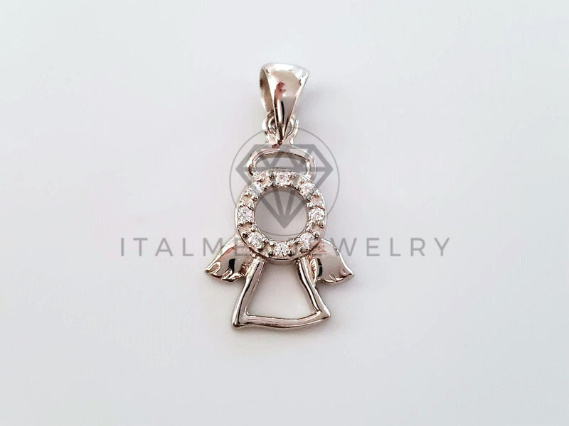 Dije Religioso - 104457 - Dije de Angelito Circonia Clara en Plata Fina .925