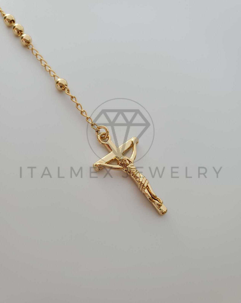 Rosario de Lujo - 102034 - Estilo Clásico con Medalla Sagrado Corazón Oro Laminado 18K