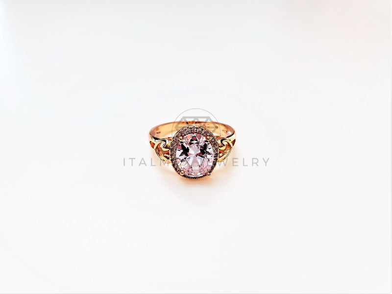 Anillo Dama de Lujo -103337 - Diseño Solitario Oval 13mm CZ Clara Oro Laminado 18K