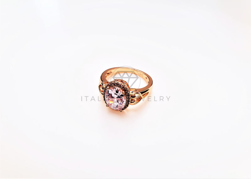 Anillo Dama de Lujo -103337 - Diseño Solitario Oval 13mm CZ Clara Oro Laminado 18K