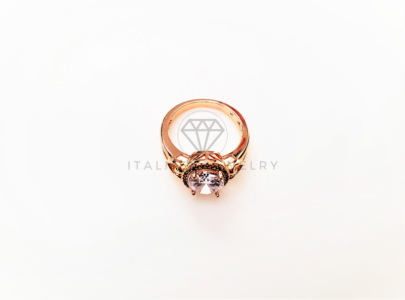 Anillo Dama de Lujo -103337 - Diseño Solitario Oval 13mm CZ Clara Oro Laminado 18K