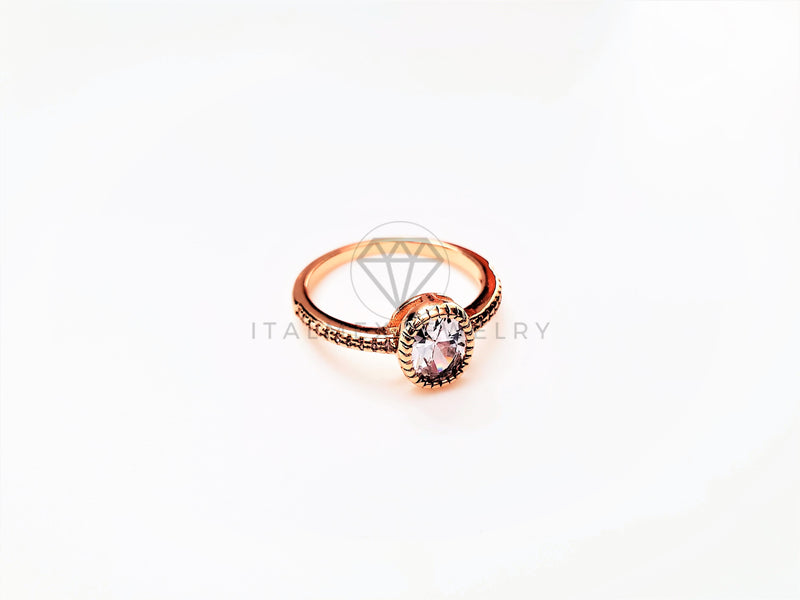 Anillo Dama de Lujo - 103339 - Diseño Solitario Fino CZ Clara Oro Laminado 18K