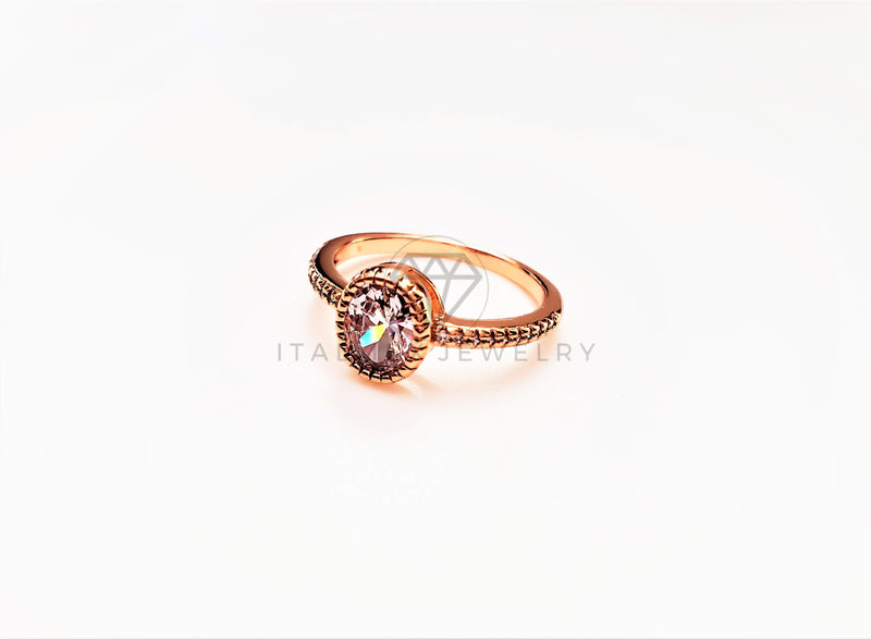Anillo Dama de Lujo - 103339 - Diseño Solitario Fino CZ Clara Oro Laminado 18K