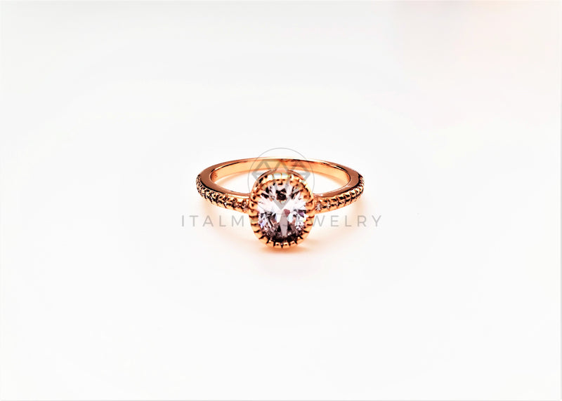 Anillo Dama de Lujo - 103339 - Diseño Solitario Fino CZ Clara Oro Laminado 18K