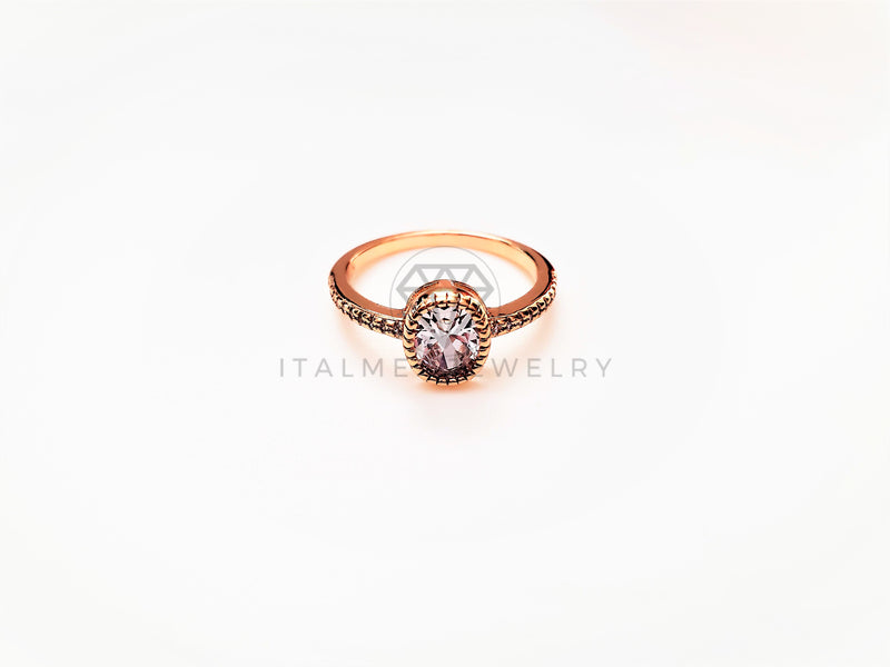 Anillo Dama de Lujo - 103339 - Diseño Solitario Fino CZ Clara Oro Laminado 18K
