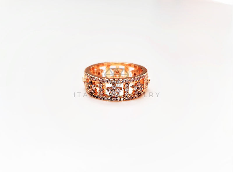 Anillo Dama de Lujo - 103341 - Diseño Banda Estrellas CZ Clara Oro Laminado 18K