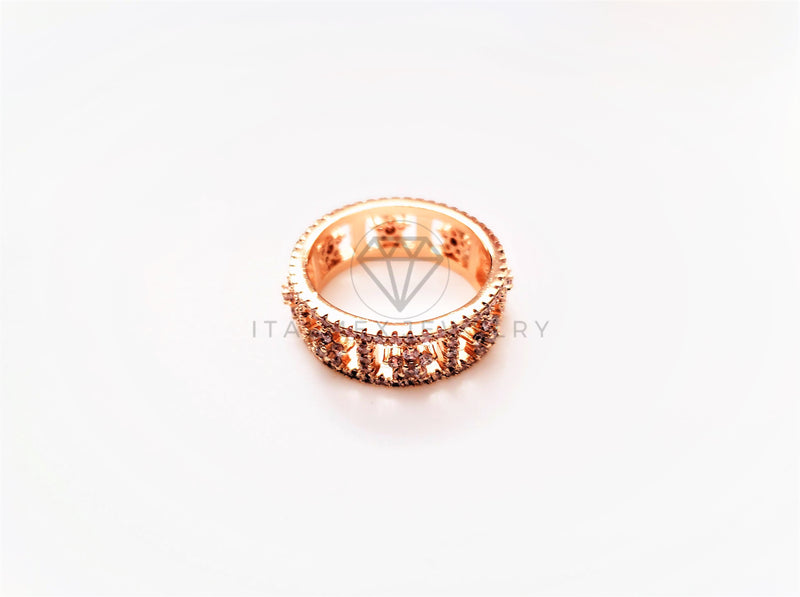 Anillo Dama de Lujo - 103341 - Diseño Banda Estrellas CZ Clara Oro Laminado 18K