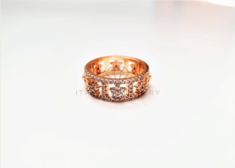 Anillo Dama de Lujo - 103341 - Diseño Banda Estrellas CZ Clara Oro Laminado 18K